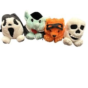 Vintage Halloween Swibco Puffkin Dracula Skully Screech‎ Trick Orange Plush Toy